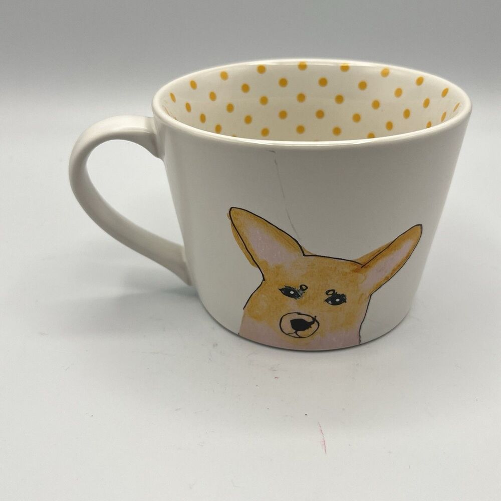 Grace Fine Ceramic Pet Animal Corgi Puppy Dog Coffee Mug Cup Love You Polka Dot